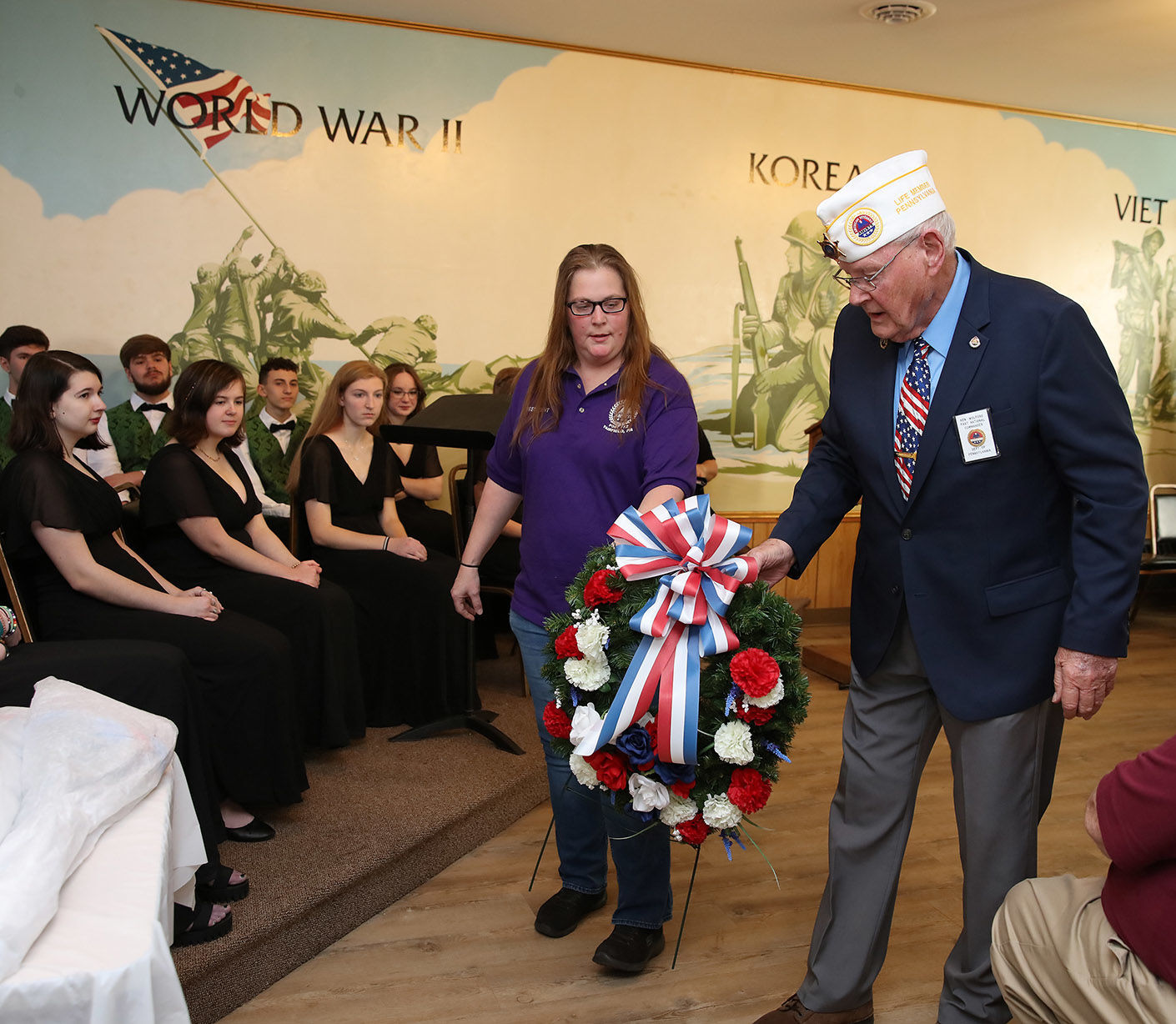 Placing wreath at Pearl Harbor Day event